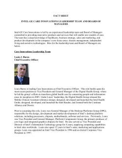 FACT SHEET INTEL-GE CARE INNOVATIONS LEADERSHIP TEAM