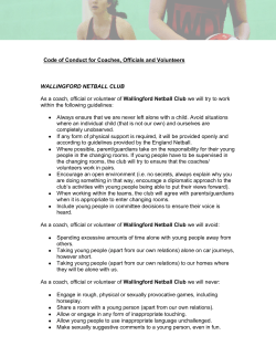 Code of Conduct for Coaches, Officials and Volunteers
