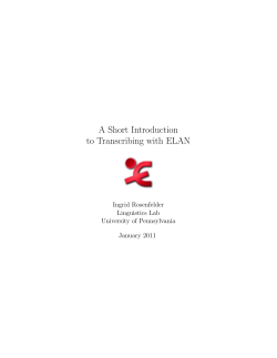 A Short Introduction to Transcribing with ELAN