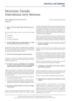 Structures: Canada: International Joint Ventures