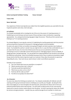 Action Learning Set Facilitator Training