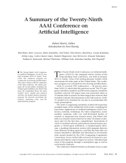 A Summary of the Twenty-Ninth AAAI Conference on Artificial