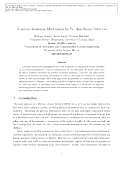 Situation Awareness Mechanisms for Wireless - Javier Lopez