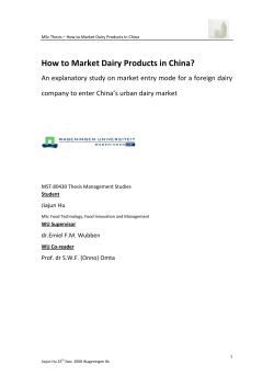 How to Market Dairy Products in China? - Wageningen UR E