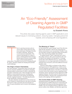 An &ldquo;Eco-Friendly&rdquo; Assessment of Cleaning Agents in GMP
