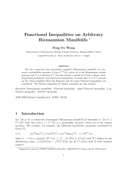 Functional Inequalities on Arbitrary Riemannian Manifolds &lowast;