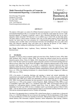 Multi-Theoretical Perspective of Corporate Environmental Reporting