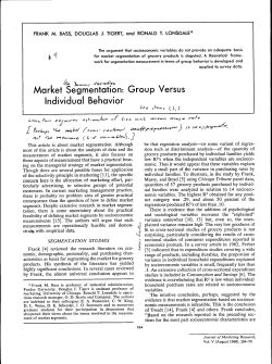 Market Segmentation: Group Versus Individual Behavior [