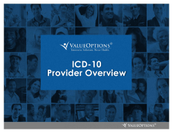 ICD-10 Provider Overview - Massachusetts Behavioral Health