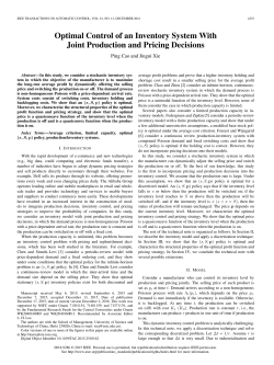 P. Cao, J. Xie. Optimal Control of an Inventory System With Joint