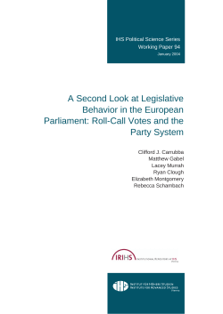 Political Science Series A Second Look at Legislative Behavior in