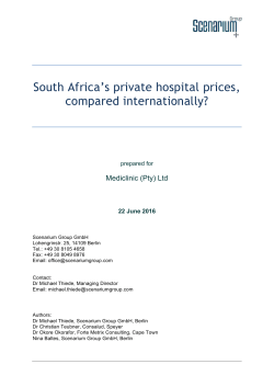 South Africa`s private hospital prices, compared internationally?