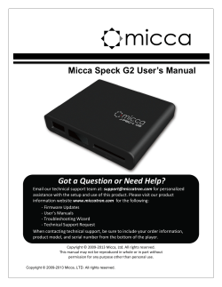 Micca Speck G2 User`s Manual Got a Question or Need Help?