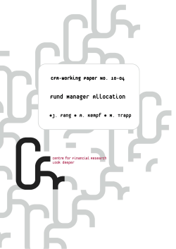 Fund Manager Allocation - Centre for Financial Research (CFR)