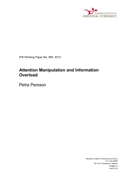 Attention Manipulation and Information Overload Petra Persson