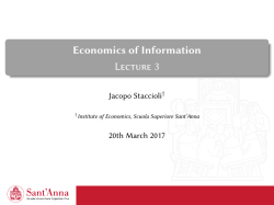 Economics of Information [0.5ex] Lecture 3