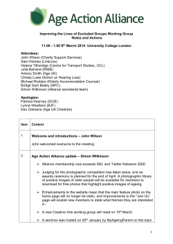 Age Action Alliance &ndash; Steering Group Notes and Actions