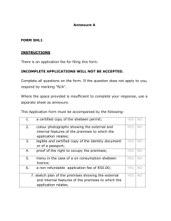 Shebeen License Application