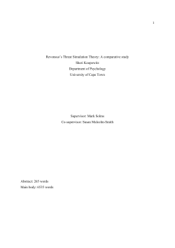 1 Revonsuo`s Threat Simulation Theory: A comparative study Sheri