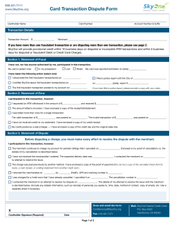Card Transaction Dispute Form