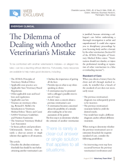 The Dilemma of Dealing with Another Veterinarian`s Mistake