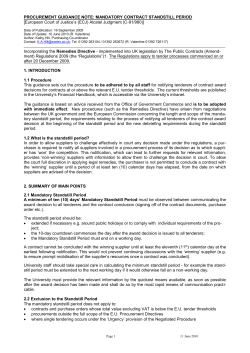 procurement guidance note: mandatory contract standstill period