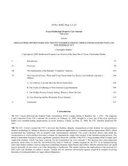 single-firm opportunism and the ftc`s rambus defeat implications for