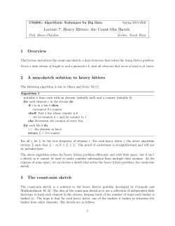 Lecture 7: Heavy Hitters: the Count