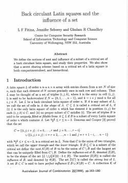 Back circulant Latin squares and the infl uenee of a set
