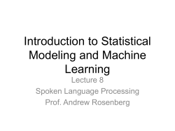 Introduction to Statistical Modeling and Machine Learning