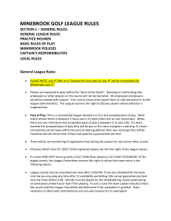 MINEBROOK GOLF LEAGUE RULES