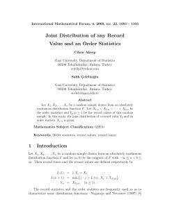 Joint Distribution of any Record Value and an Order Statistics 1