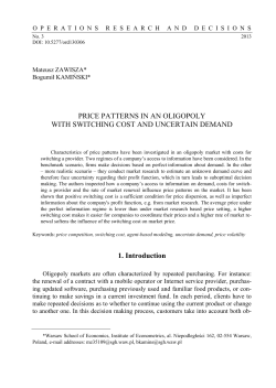 PRICE PATTERNS IN AN OLIGOPOLY WITH SWITCHING COST