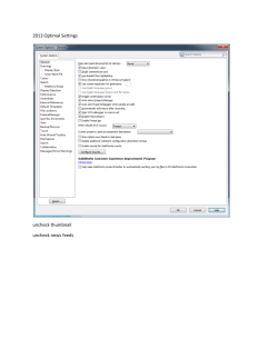 2013 Optimal Settings