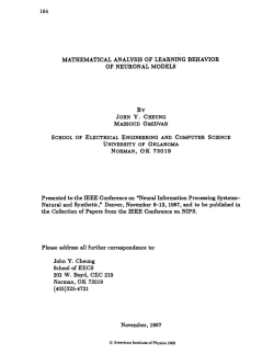 Mathematical Analysis of Learning Behavior of Neuronal Models