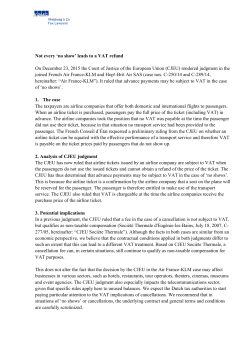 Not every `no show` leads to a VAT refund On December 23, 2015