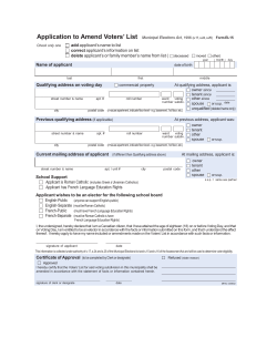 Application to Amend Voters` List Municipal Elections Act, 1996 (s.17