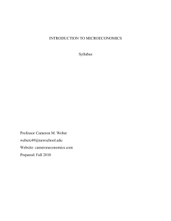 INTRODUCTION TO MICROECONOMICS Syllabus