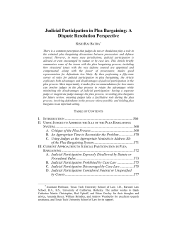 Judicial Participation in Plea Bargaining: A