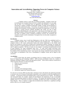 Innovation and Accreditation: Opposing Forces in Computer Science