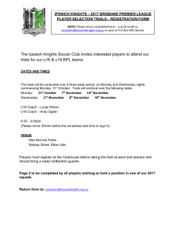 The Ipswich Knights Soccer Club invites interested players to attend