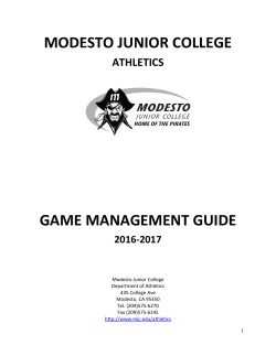 MODESTO JUNIOR COLLEGE GAME MANAGEMENT GUIDE