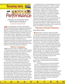 Metric Categories Outcome-Oriented Measures