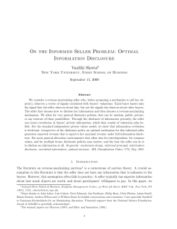 On the Informed Seller Problem: Optimal Information