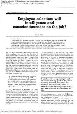 Employee selection: Will intelligence and conscientiousness do the