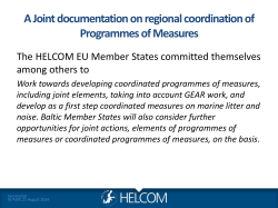 A Joint documentation on regional coordination of Programmes of