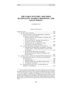 THE FABLE OF ENTRY: BOUNDED RATIONALITY, MARKET