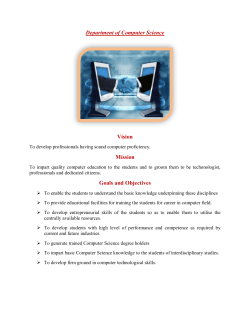 Department of Computer Science Vision Mission Goals and Objectives