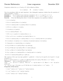 Discrete Mathematics Linear congruences December 2014
