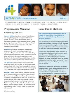 Progressions to Manhood Game Plan to Manhood